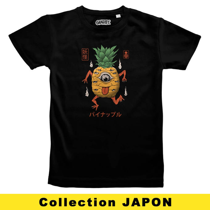 T-shirt Yokai Pineapple con grafica giapponese vintage