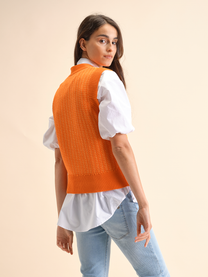 Gilet in maglia senza maniche in cotone