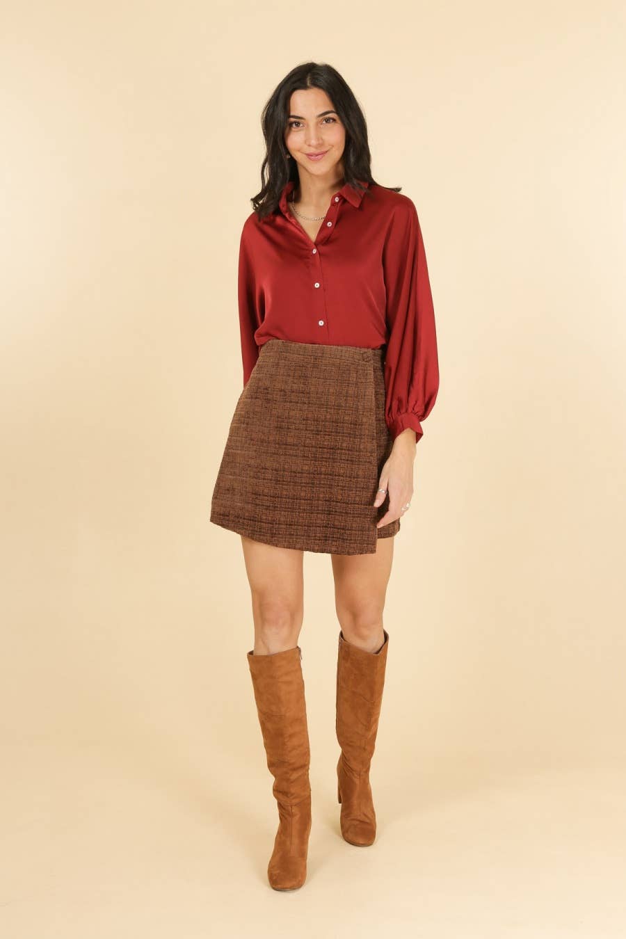 Shorts gonna Salomé a vita alta con zip invisibile