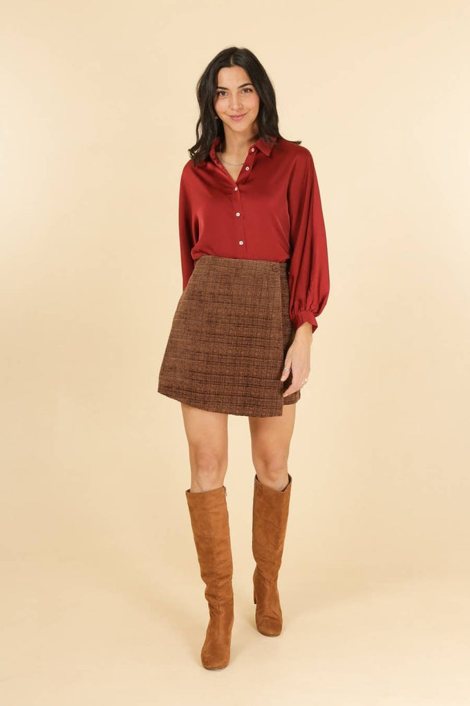 Shorts gonna Salomé a vita alta con zip invisibile