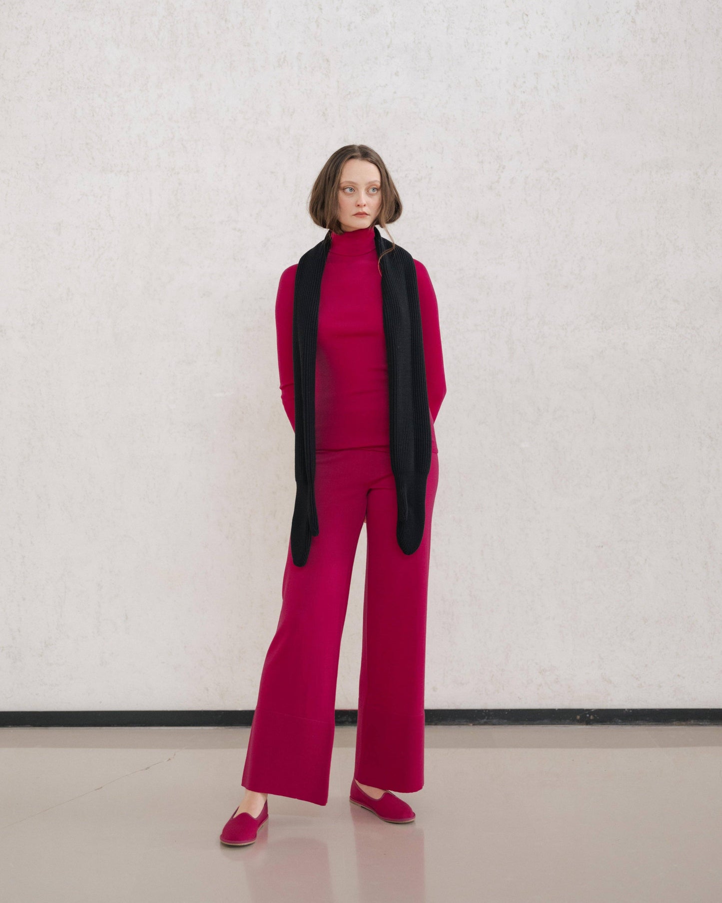Dolcevita a costine in lana merino extrafine 3D