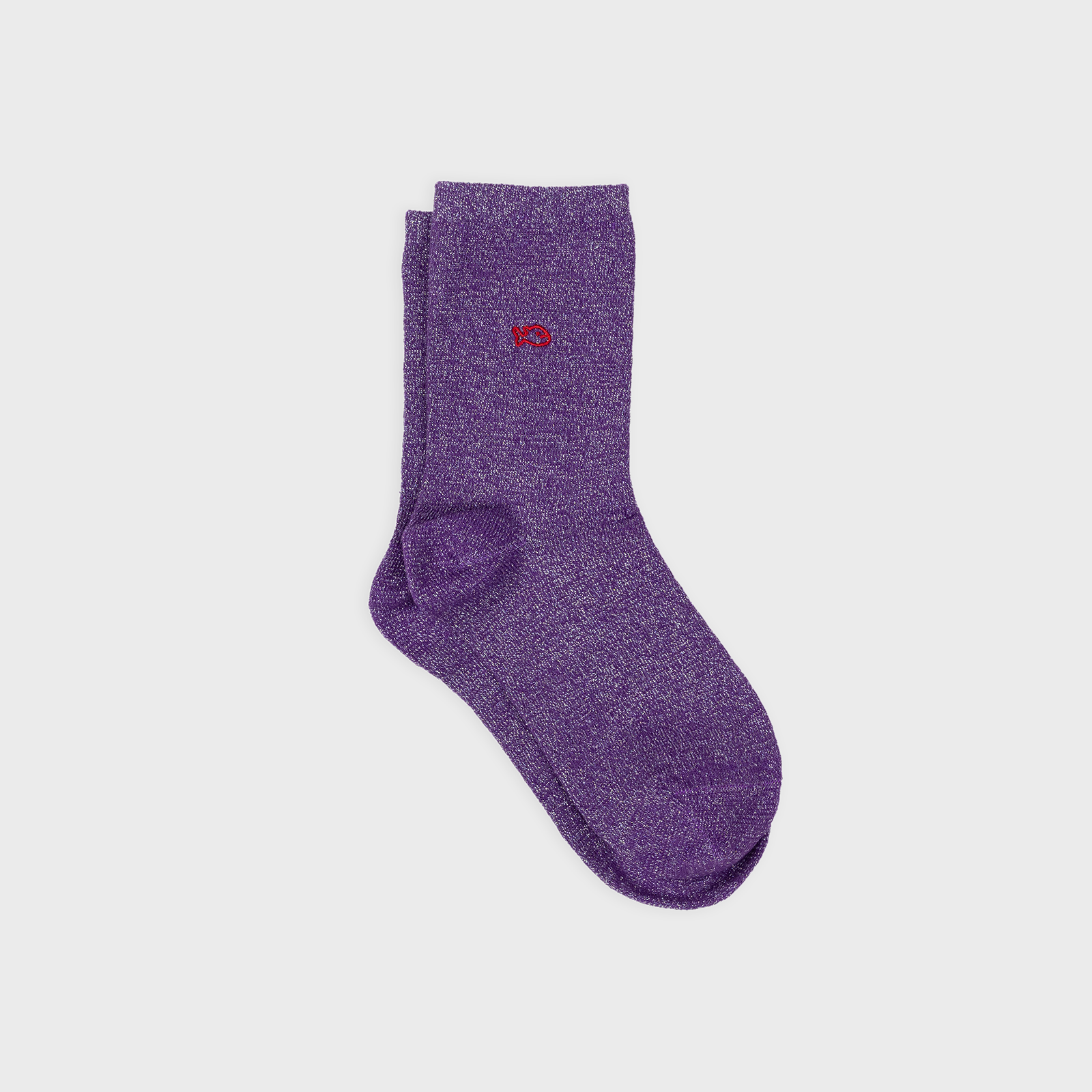 Calzini glitter viola in cotone pettinato