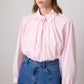 Camicia rosa in cotone con dettaglio floreale