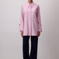 Camicia a righe rosa con polsini ampi