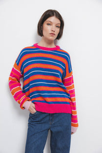 Maglione a righe multicolor in maglia