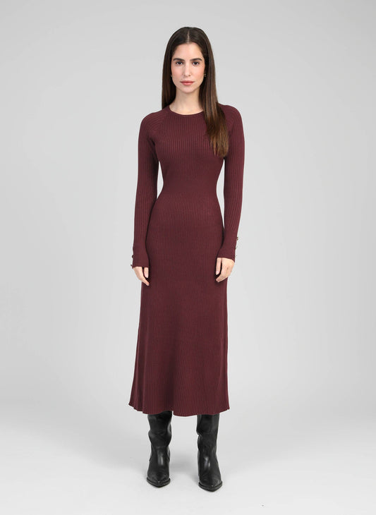 Abito midi Naka a costine color granata