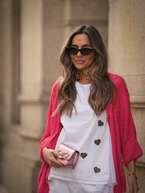 Cardigan in maglia di cotone con maniche ampie