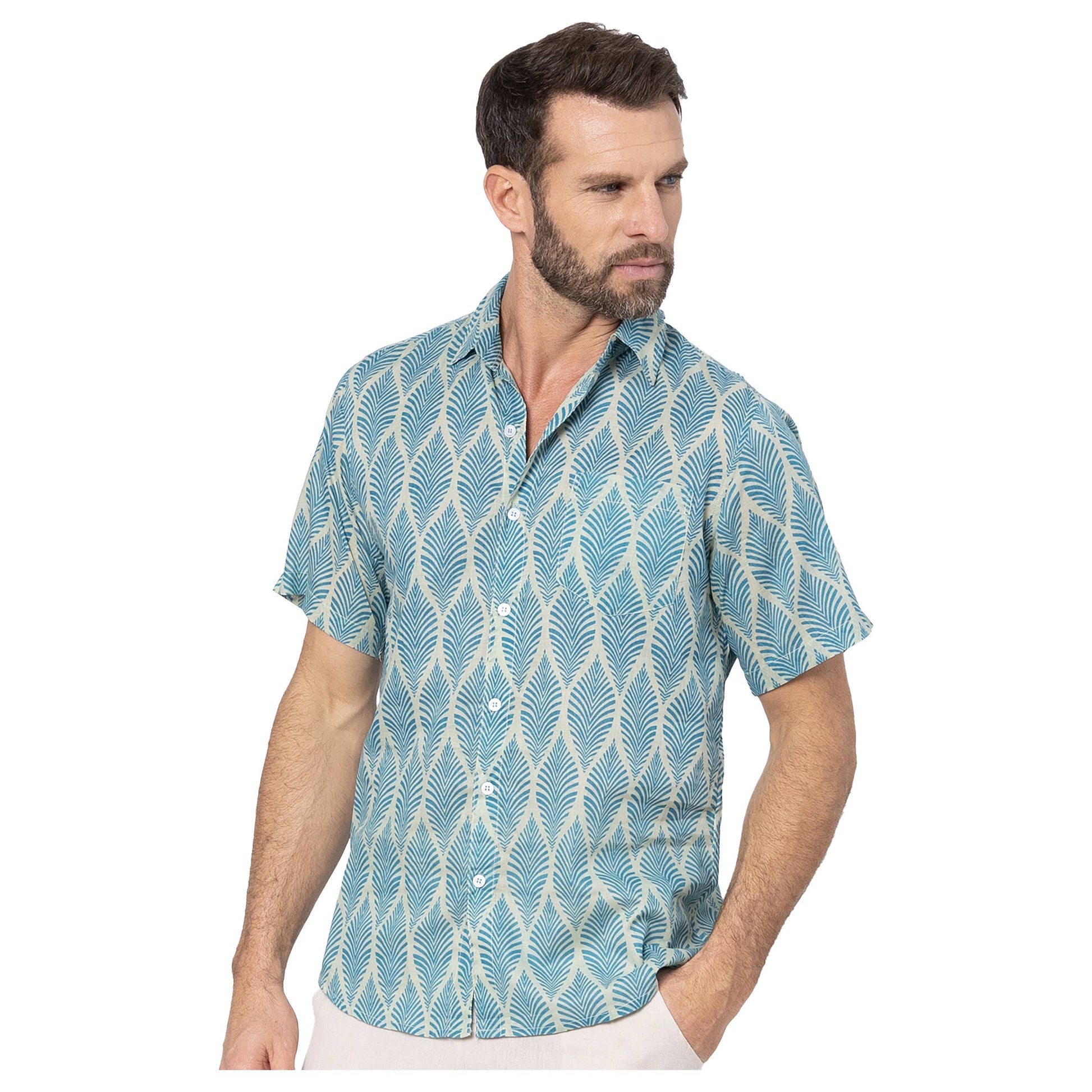 Camicia estiva a maniche corte in voile di cotone