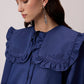Camicia blu navy con maxi colletto alla marinara arricciato