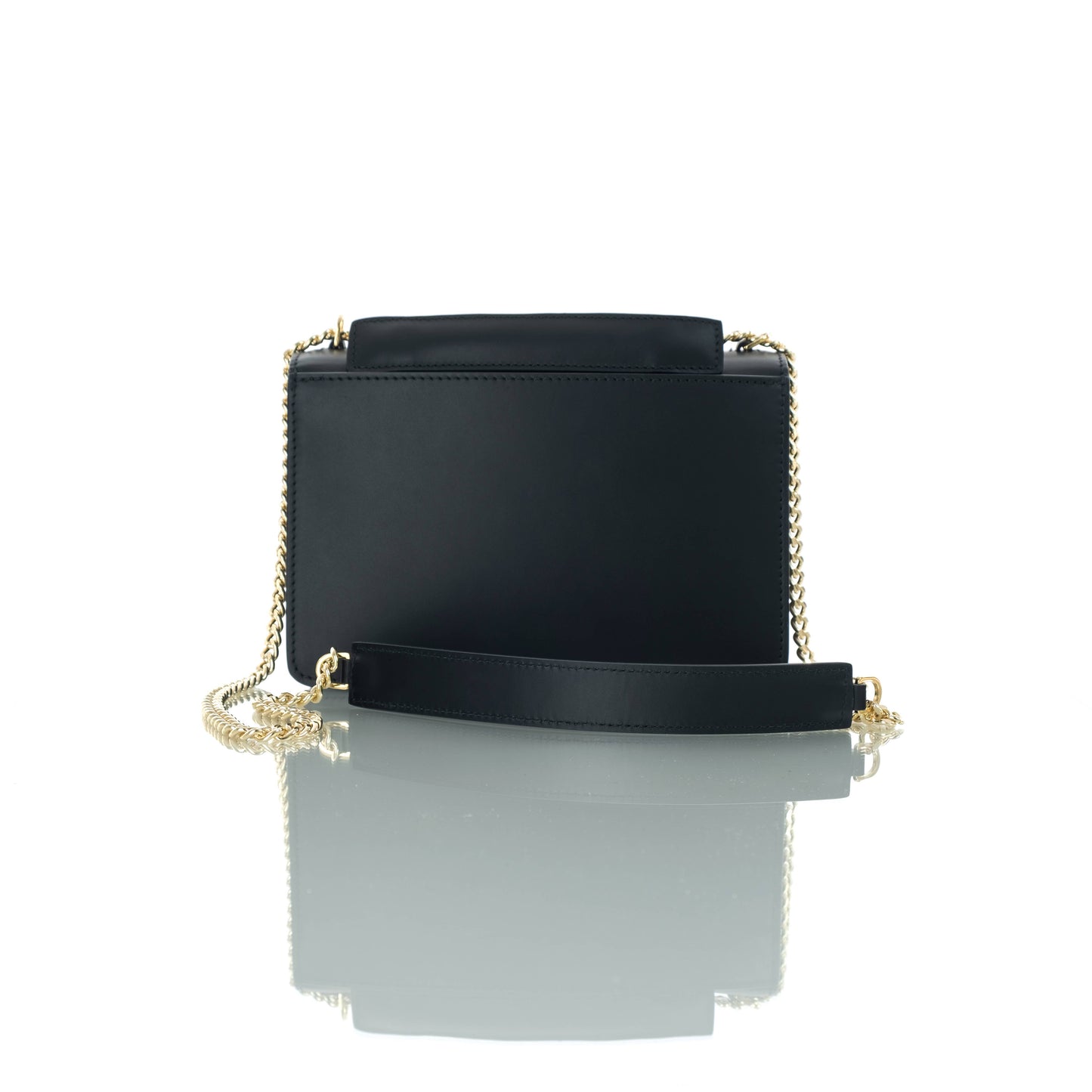 Mini borsa a tracolla in pelle liscia con pattina a W