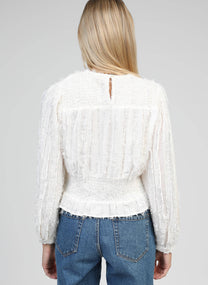 Camicia Salvana bianca in jacquard a piume