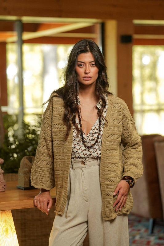 Cappotto aperto traforato in cotone