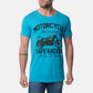 T-shirt uomo in cotone turchese con stampa moto