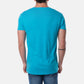 T-shirt uomo in cotone turchese con stampa moto