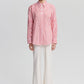 Camicia a righe rosse con bottoni a vista