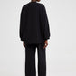 Bomber oversize nero ricamato con motivo floreale