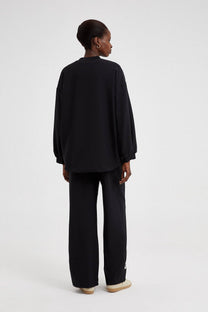 Bomber oversize nero ricamato con motivo floreale