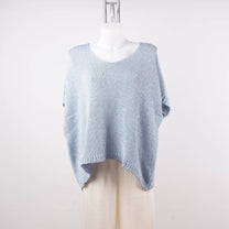Maglione corto in maglia metallizzata con maniche corte