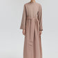 Tuta beige a gamba larga con cintura in misto cotone