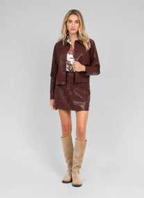 Giacca Claudiane in similpelle color vino