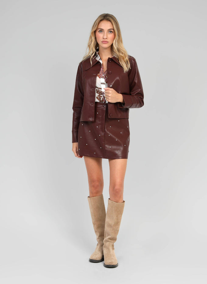 Giacca Claudiane in similpelle color vino