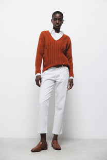 Maglione in maglia strutturata con scollo a V