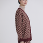 Cardigan jacquard bicolore con scollo a V
