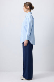 Camicia oversize in cotone azzurro