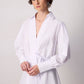 Camicia avvolgente in popeline con cintura asimmetrica