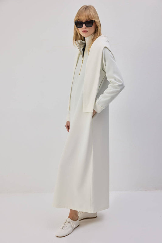 Abito dritto lungo con zip