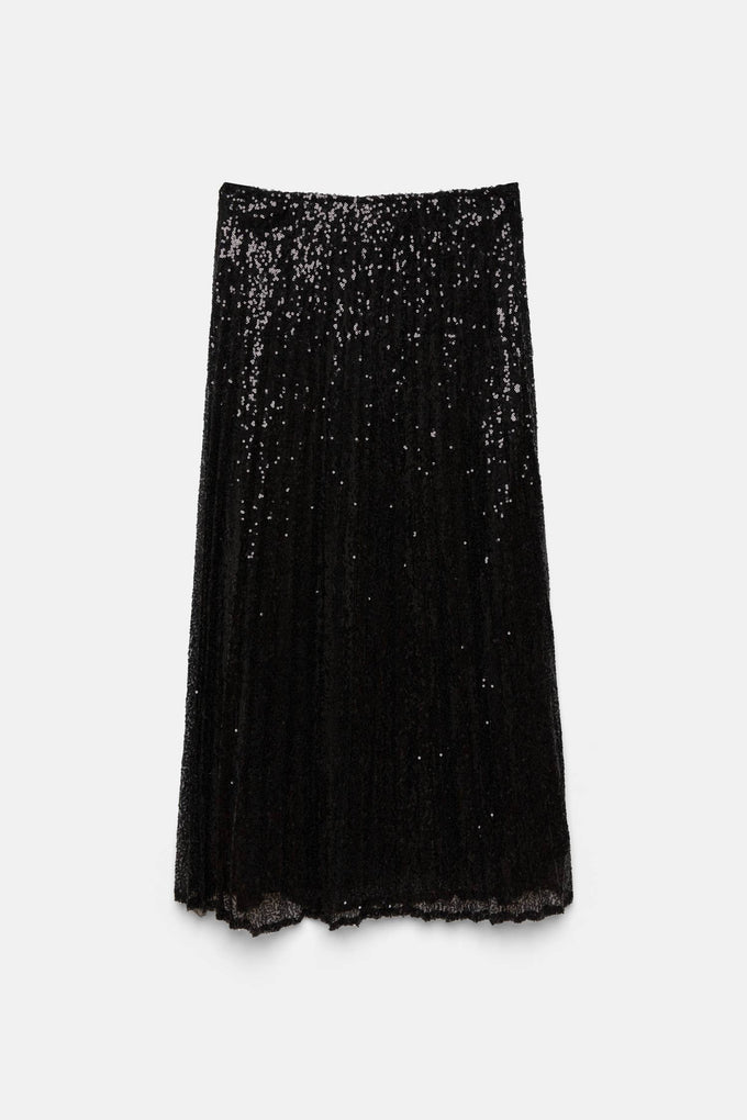 Gonna midi con paillettes nera
