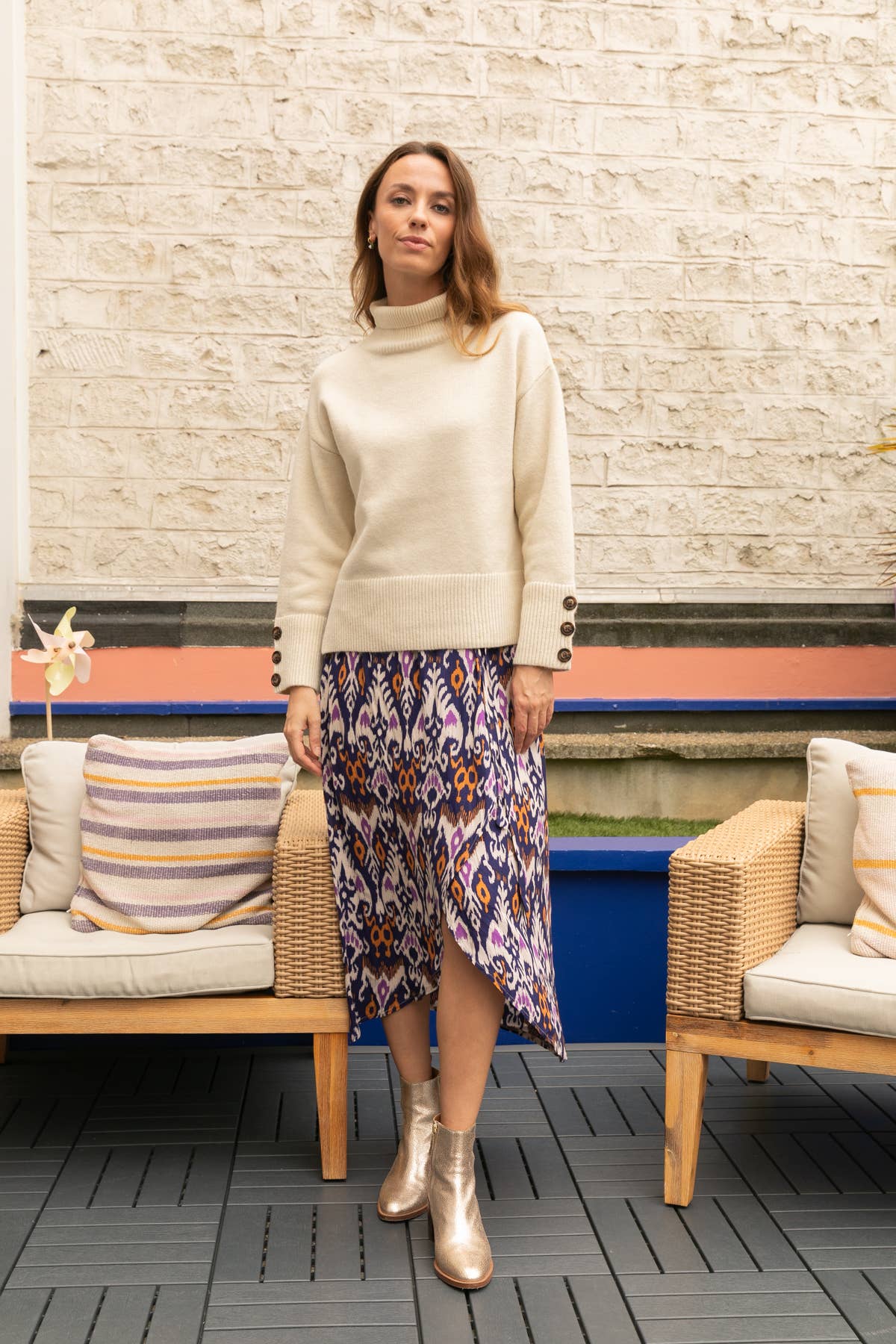 Maglione dolcevita in maglia Matis con polsini a bottoni