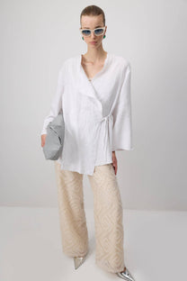 Giacca kimono in lino bianca