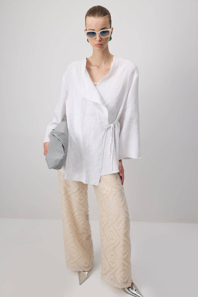 Giacca kimono in lino bianca