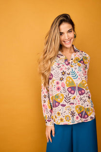 Camicia Bellota con stampa farfalle