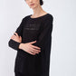 Blusa plissettata in cotone con dettaglio lettering