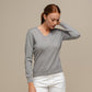 Maglione in maglia con scollo a V da donna in misto viscosa