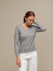 Maglione in maglia con scollo a V da donna in misto viscosa