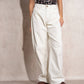 Pantaloni wide leg in cotone testurizzato