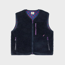 Gilet sherpa donna con zip blu navy