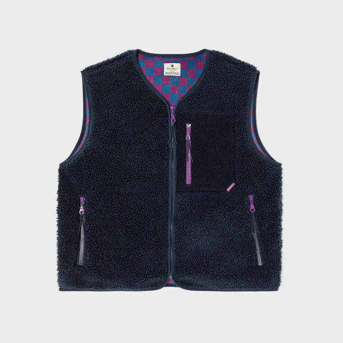 Gilet sherpa donna con zip blu navy
