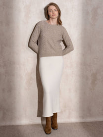 Maglione girocollo a trecce in maglia