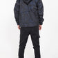 Giacca a vento uomo blu navy con cappuccio