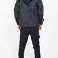 Giacca a vento uomo blu navy con cappuccio