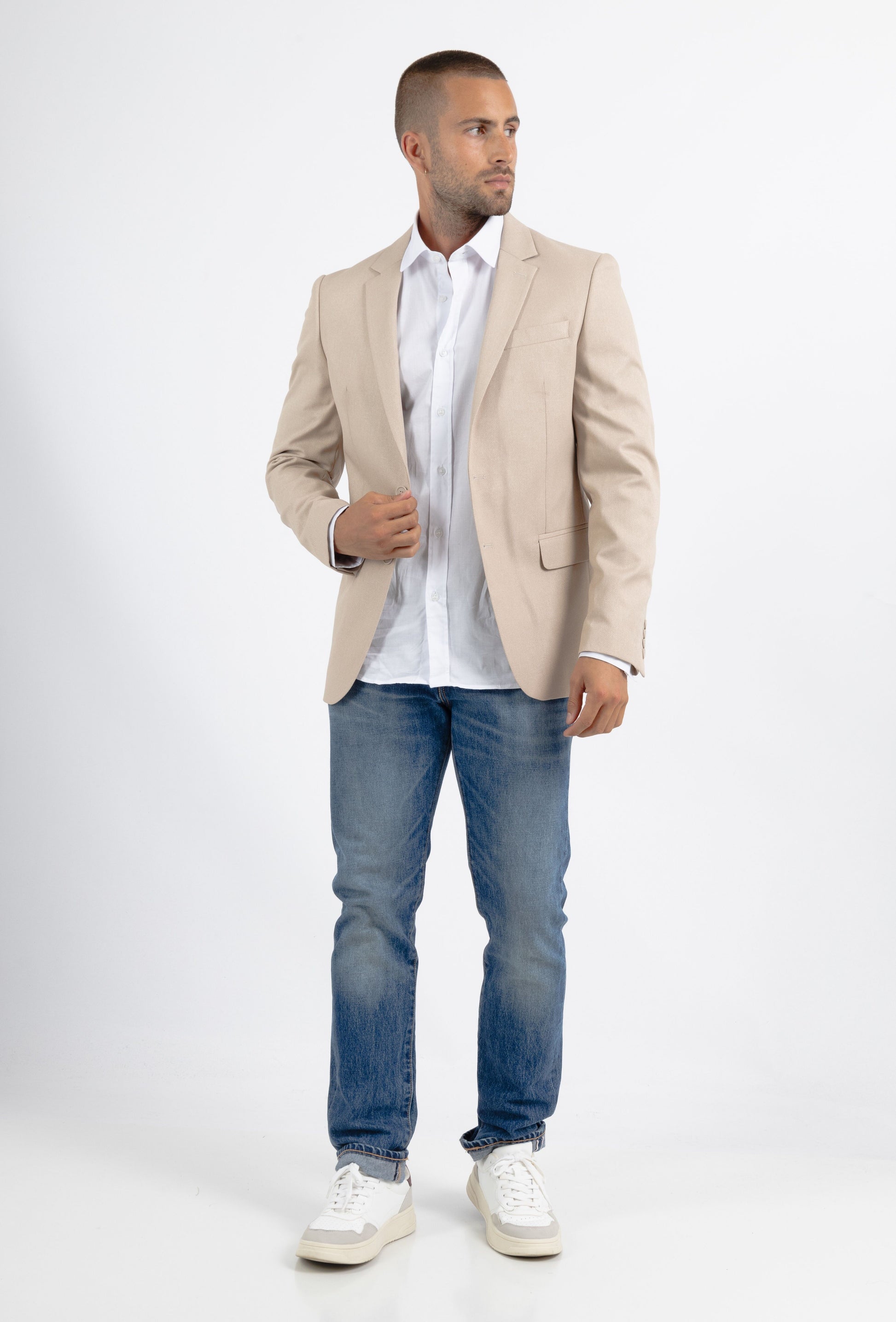 Blazer slim fit da uomo beige Nobara