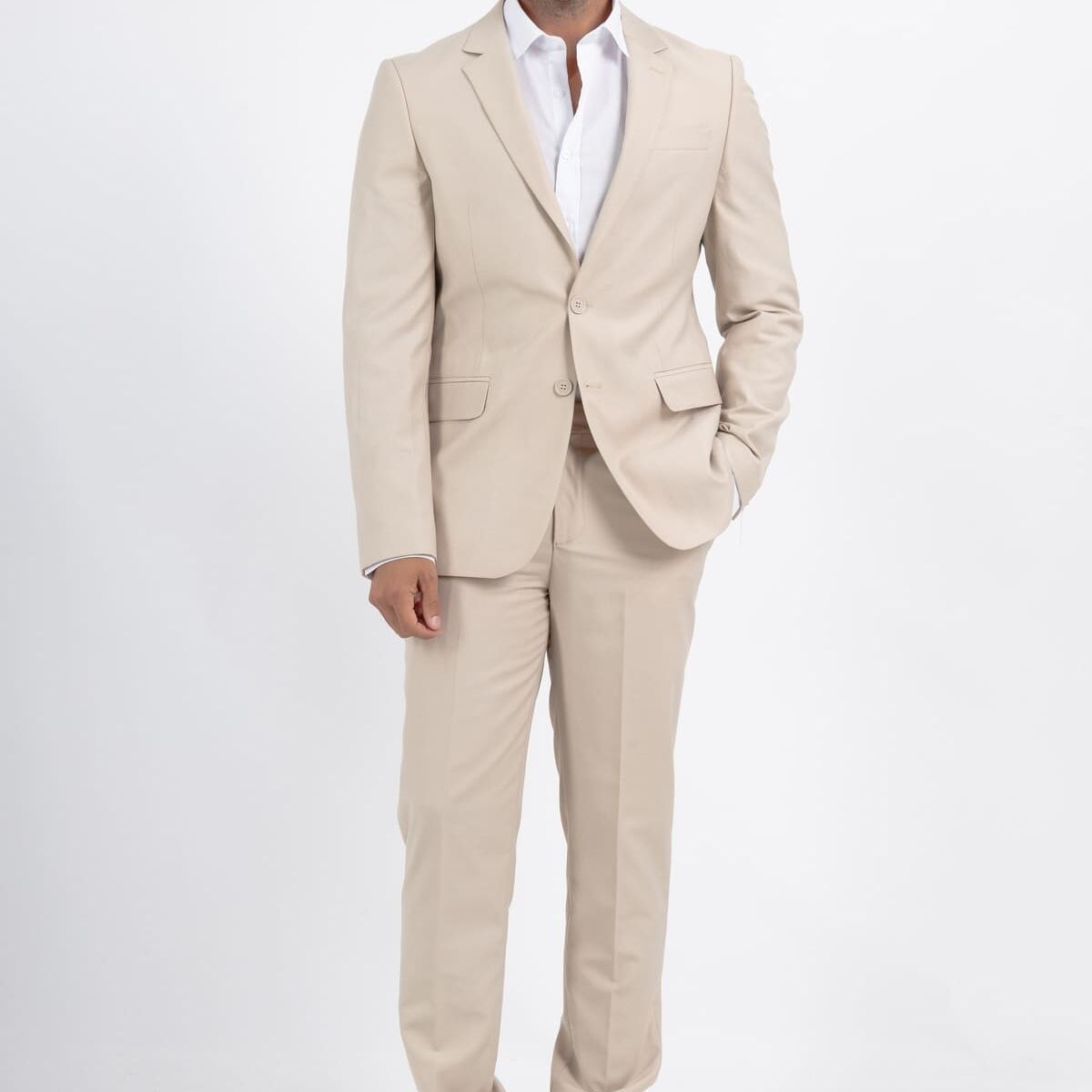 Completo uomo SUKUNA beige slim fit (giacca e pantaloni)