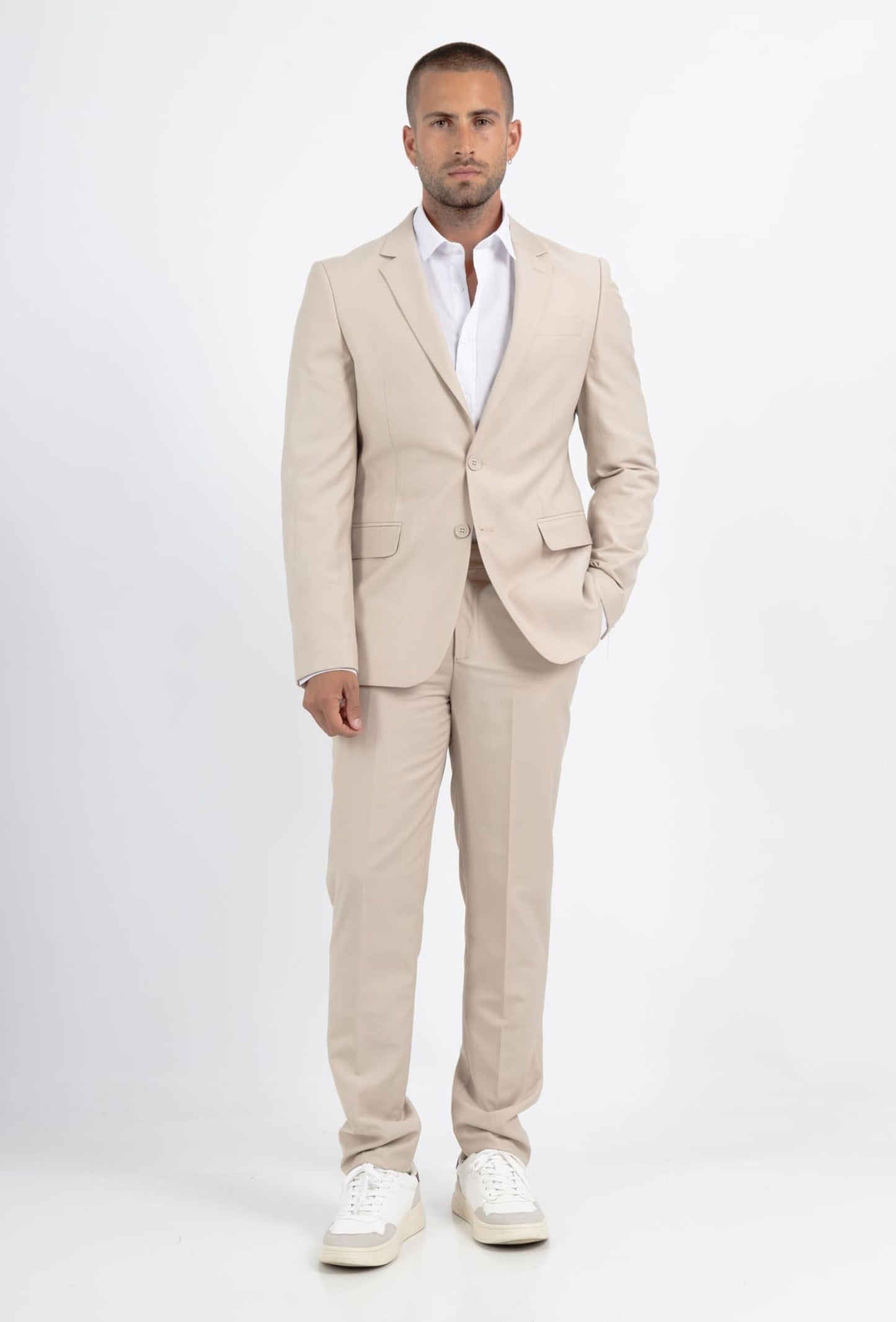 Completo uomo SUKUNA beige slim fit (giacca e pantaloni)