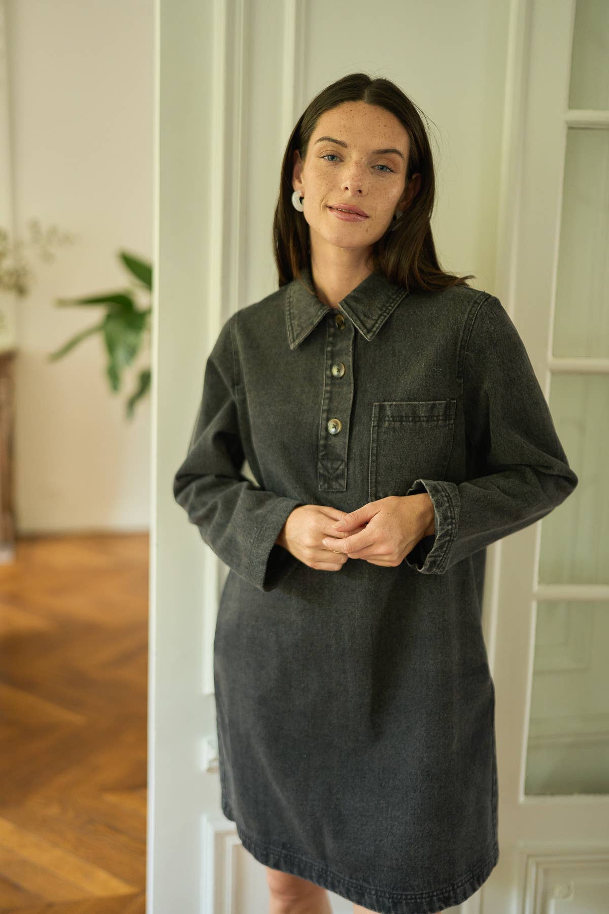 Abito chemisier in denim Diego a maniche lunghe