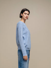 Maglione in maglia con applicazioni a foglia
