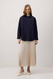 Camicia oversize in cotone blu navy